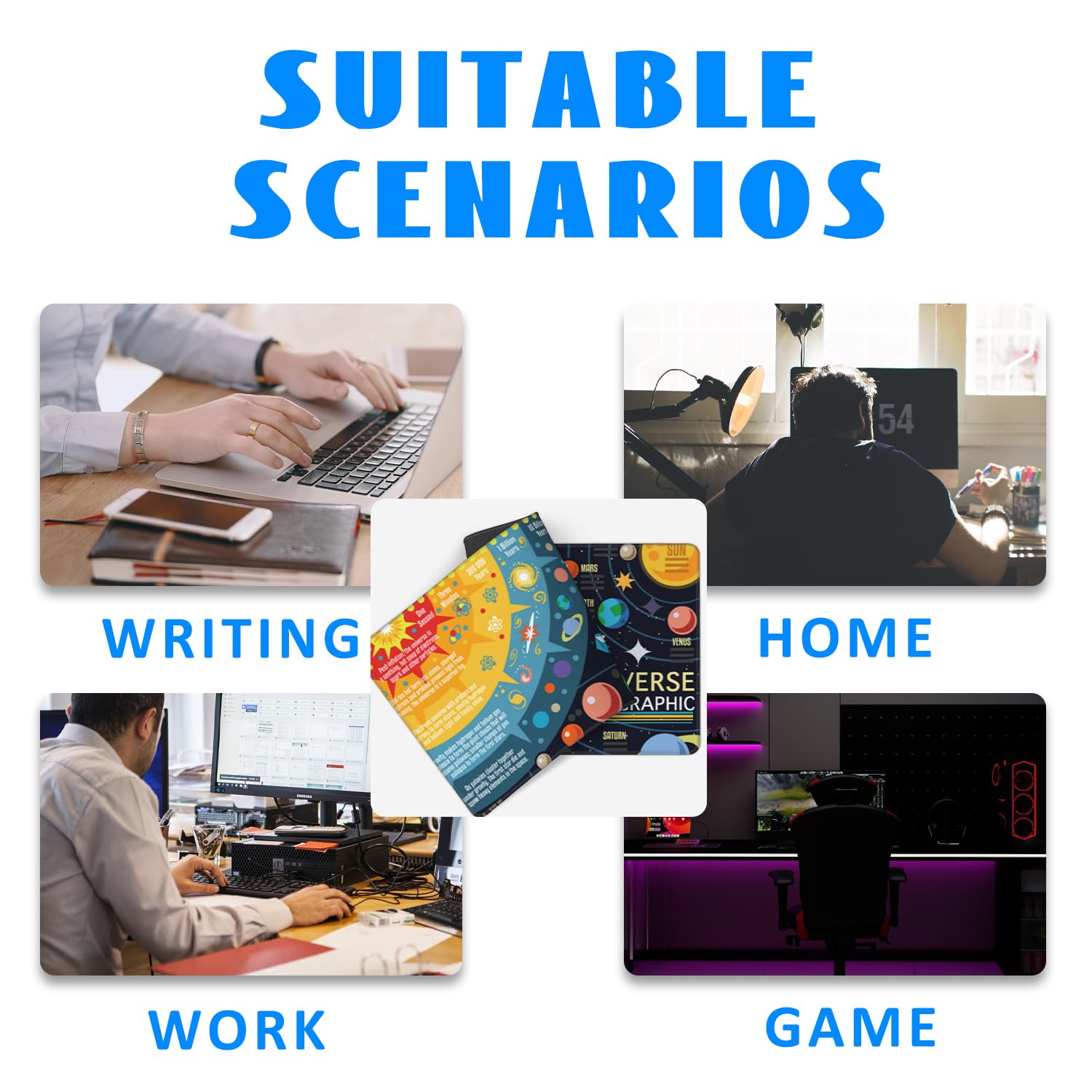 Desk Mat, Name Extended Gaming Mouse Pad Large, Big Mouse Pad with Non-Slip Base and Stitched Edge, Long Computer Keyboard Mouse Mat for Home Office