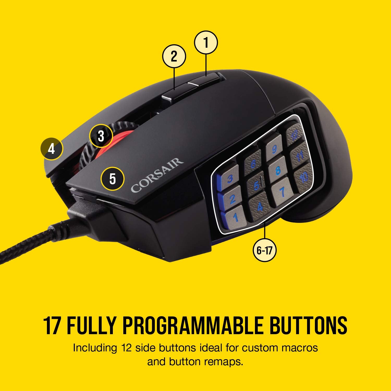 Corsair Scimitar RGB Elite Wired MOBA/MMO Gaming Mouse