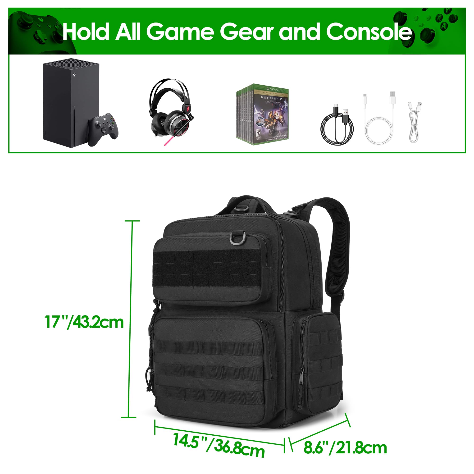 PGmoon Tactical Travel Backpack for Xbox Series X