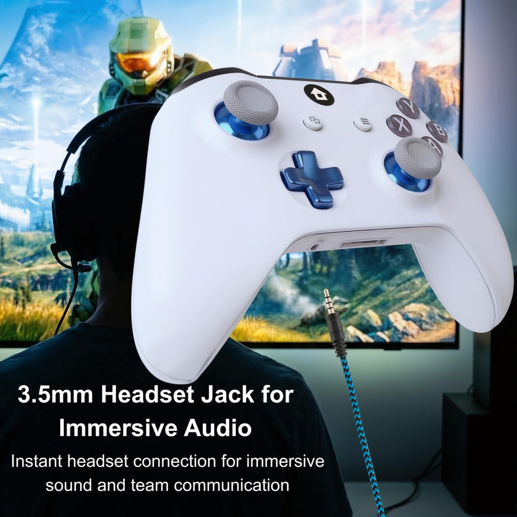UT2 Wireless Controller Compatible with Xbox Series X S, Xbox One and Windows PC, Bluetooth Gaming Controller with 1400mAh Rechargeable Battery, LED Power Display, Dual Vibration, Precision Joysticks, 3.5mm Headset Jack, White