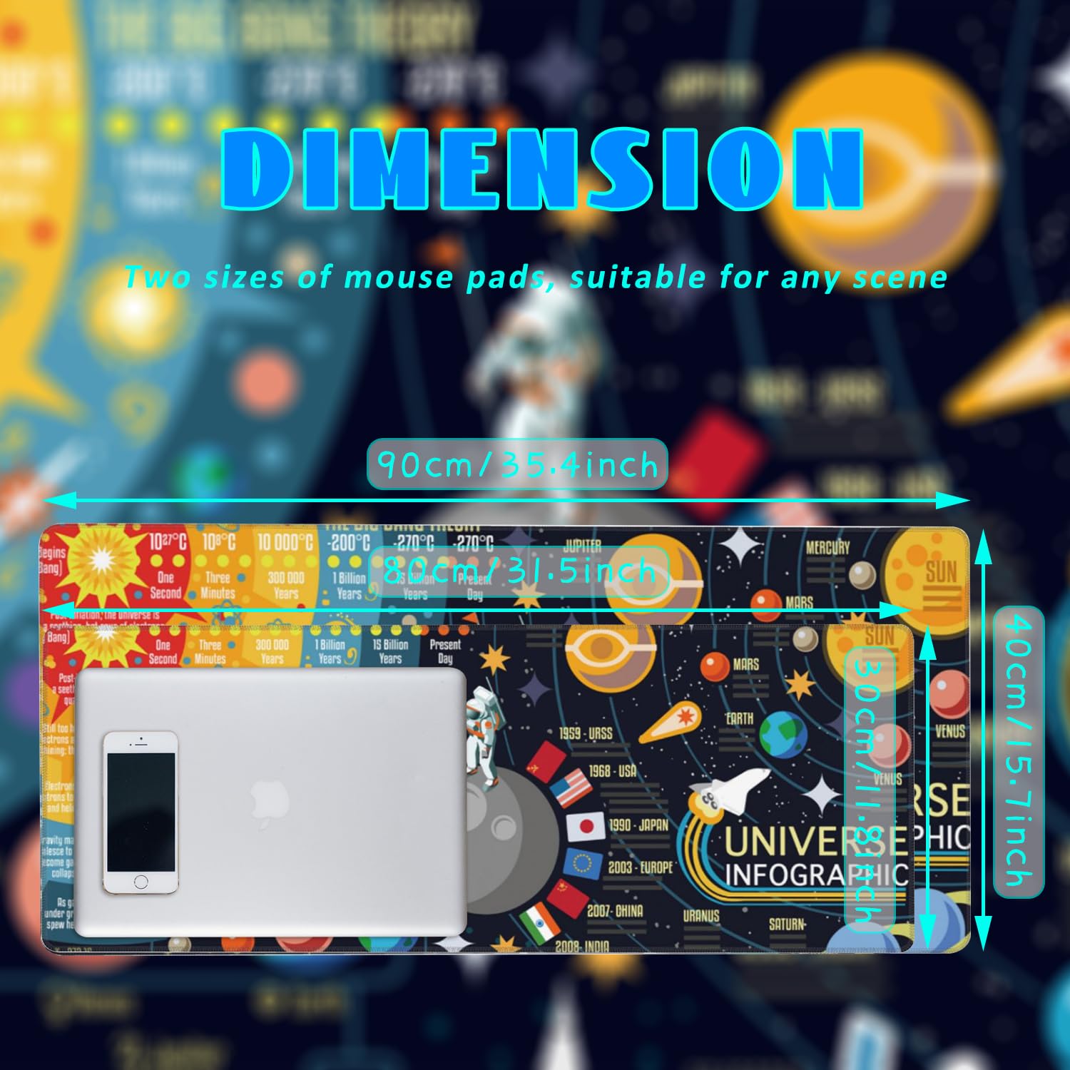 Desk Mat, Name Extended Gaming Mouse Pad Large, Big Mouse Pad with Non-Slip Base and Stitched Edge, Long Computer Keyboard Mouse Mat for Home Office