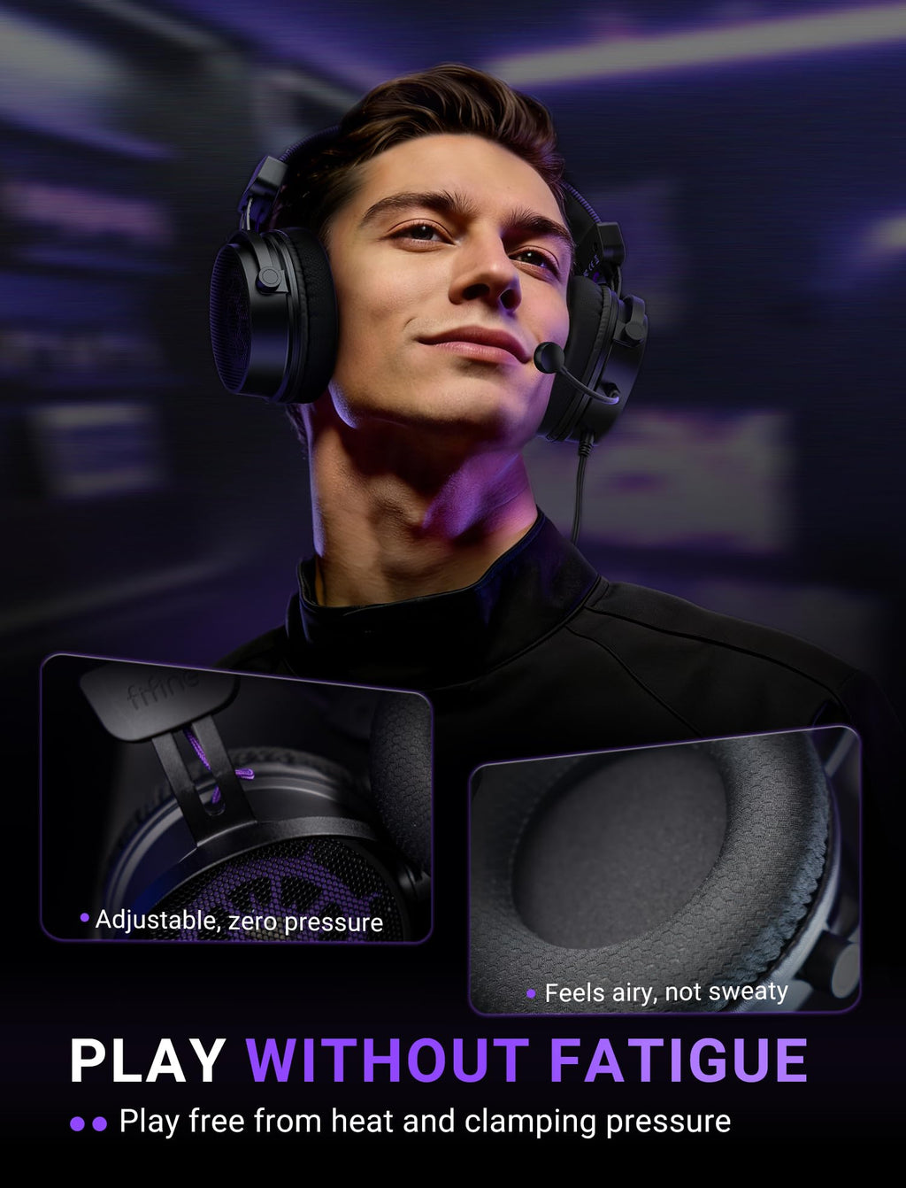 FIFINE Open Back Gaming Headset with 7.1 Surround Sound - Expansive Open Audio - USB/3.5mm Dual Wired Connection - Detachable Mic for PC, PS5, PS4, Laptop, Mac, Xbox, Mobile - Ampligame H18V Lite BP