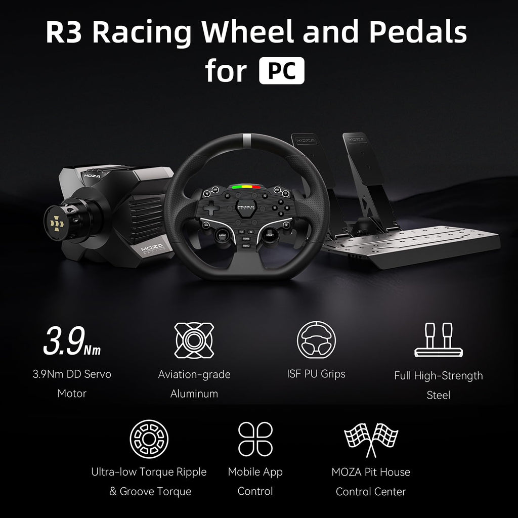 MOZA R3 Direct Drive Racing Wheel & Pedals Bundle for PC