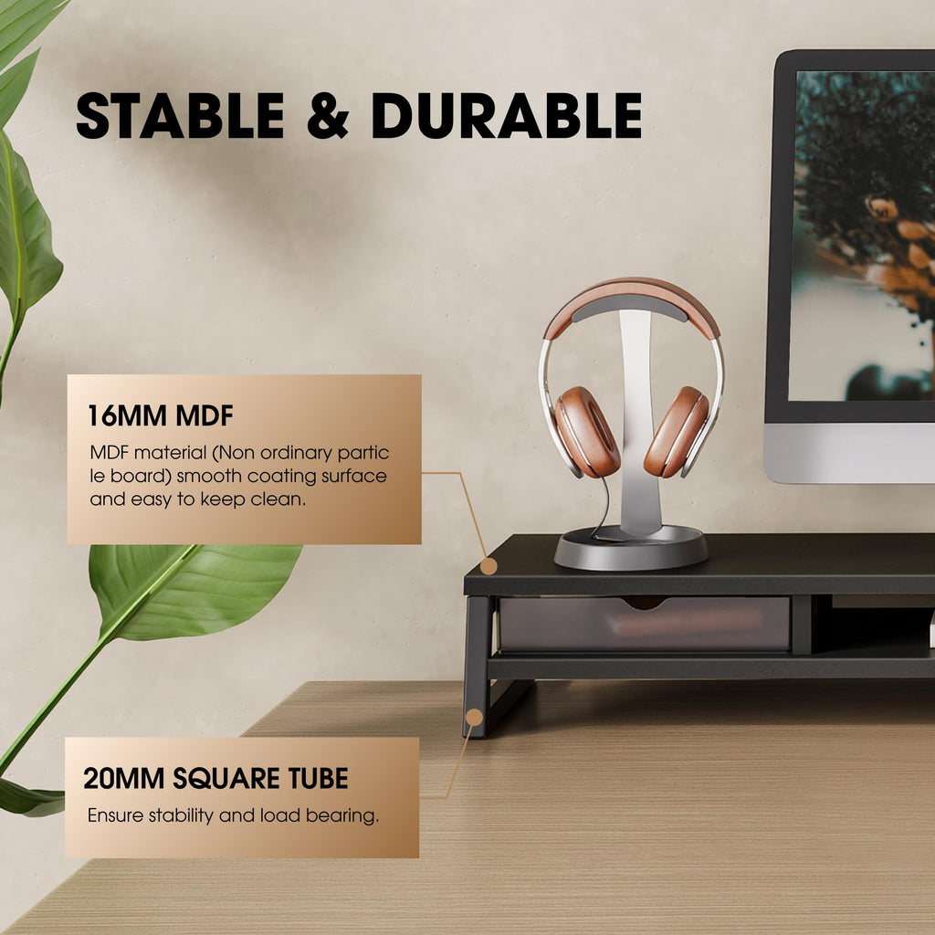 Fenge 42.5-Inch Dual Monitor Riser with Storage Drawers