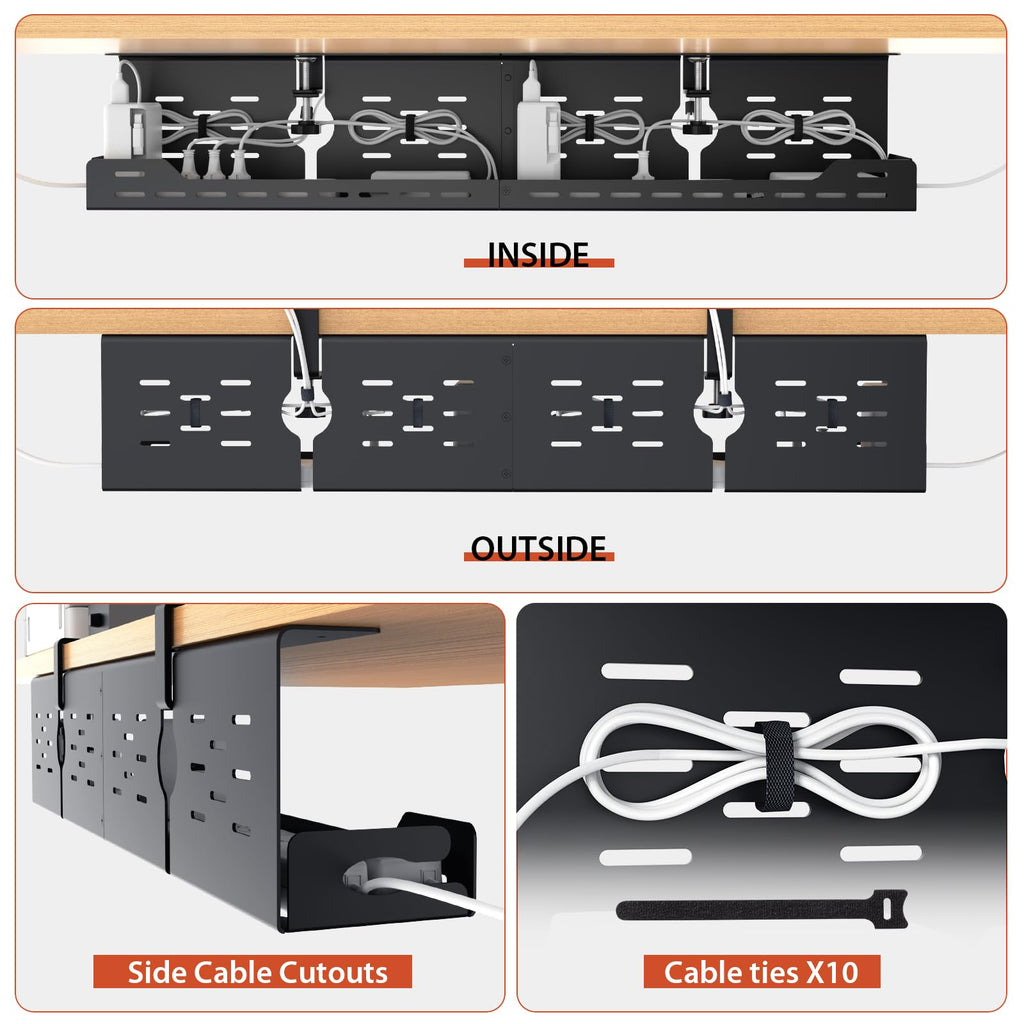 Univivi Under-Desk Cable Management Tray for Gaming Desks