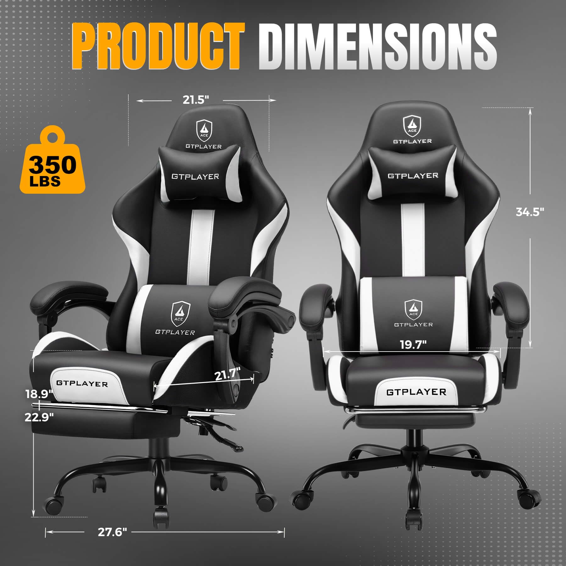 GTPLAYER Ergonomic Gaming Chair with Footrest