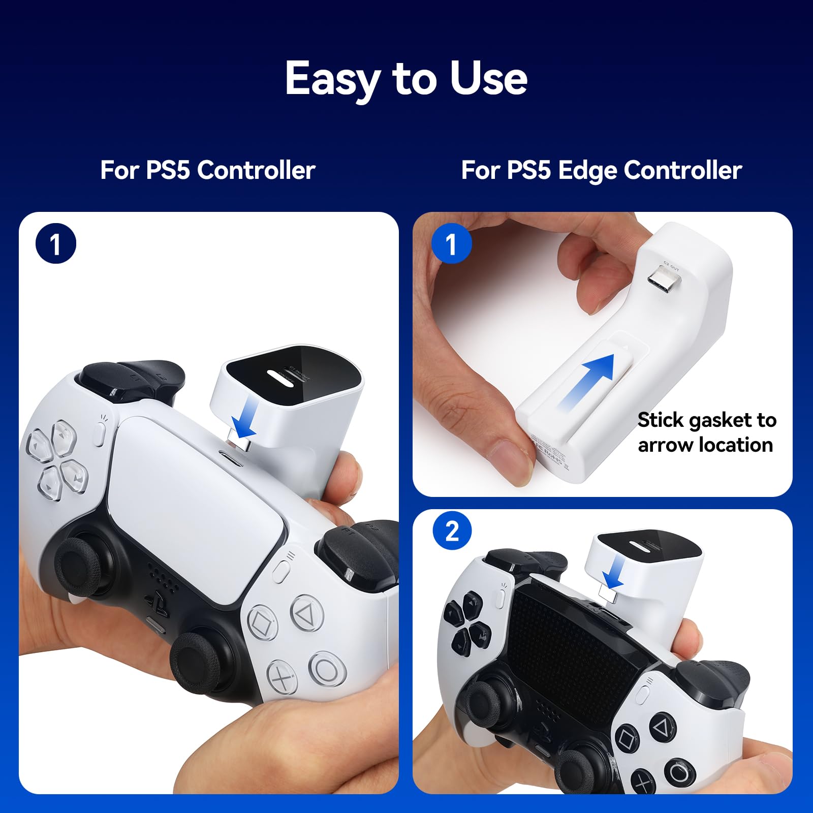 PS5 DualSense & Edge Controller Charger with Battery Pack
