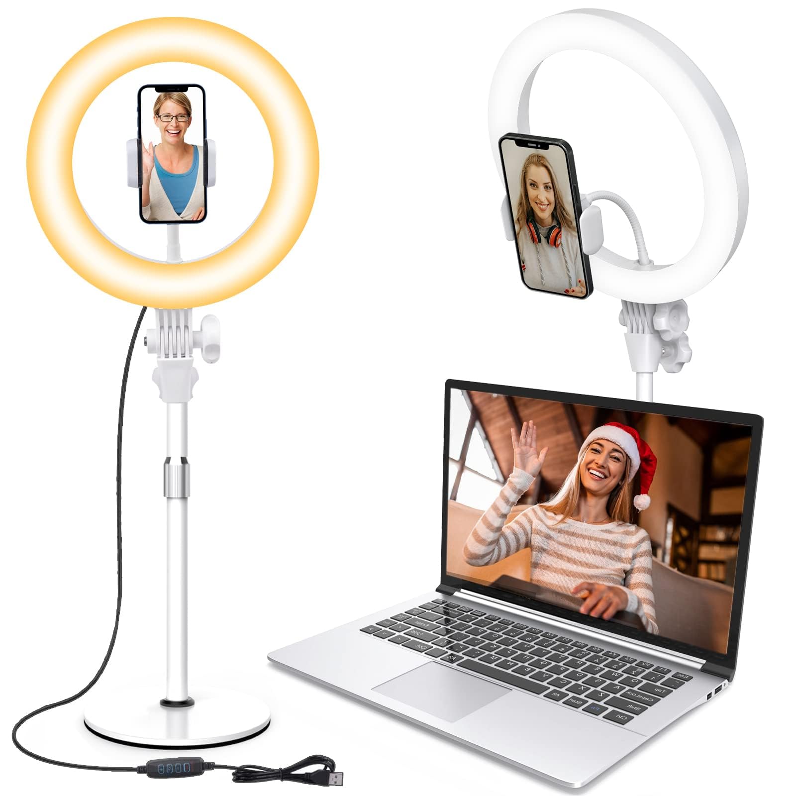 Desktop Ring Light with Stand & Phone Holder for Streaming