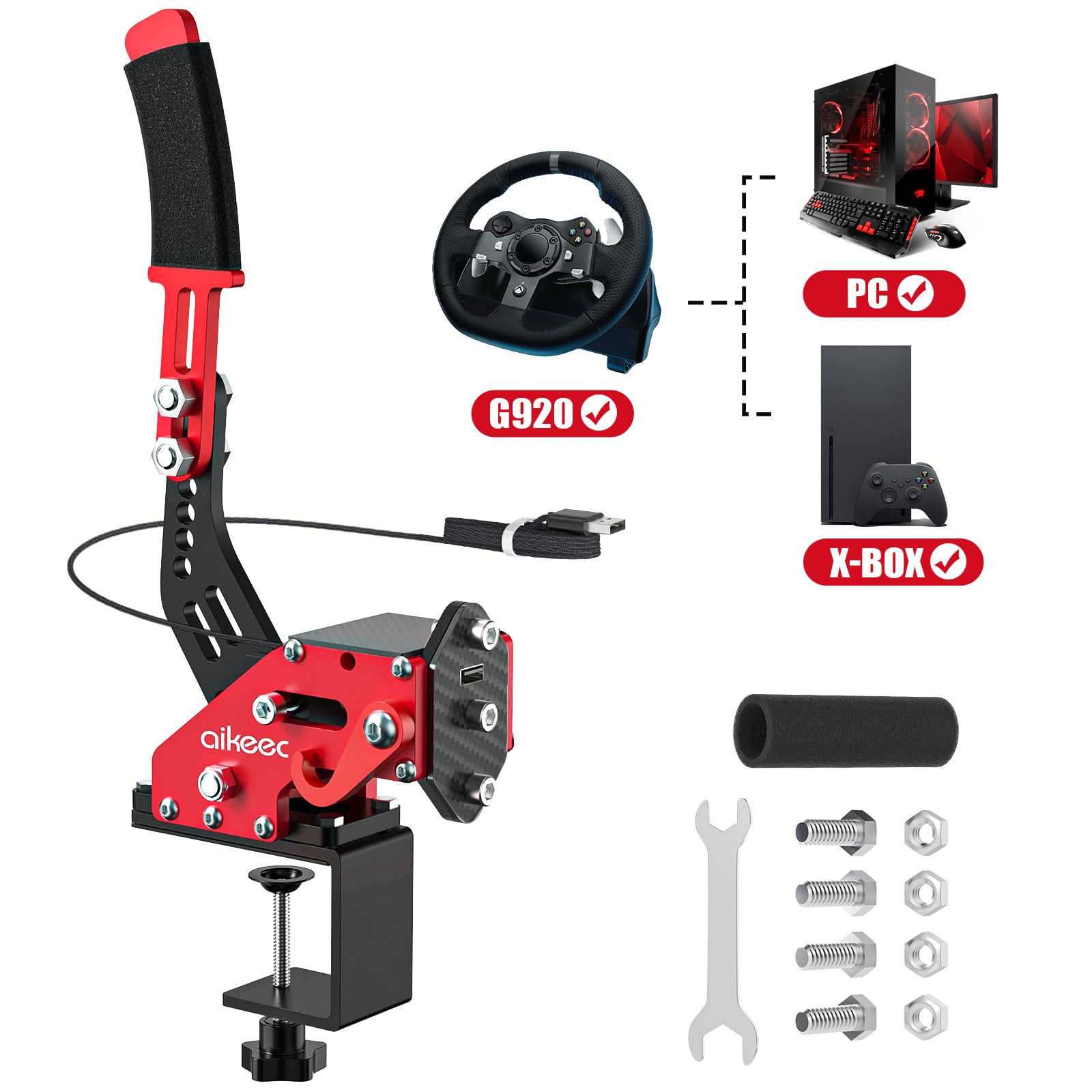 aikeec USB Sim Racing Handbrake with Desk Clamp for PC