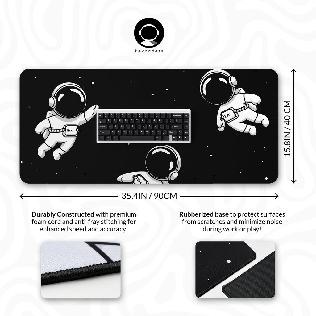 keycadets Gravity Gaming Mouse Pad, Extra Large Desk Pad for Keyboard and Mouse, Non-Slip Mousepad Desk Mat with Foam Core, Anti-Fray Lock Stitching and Low Friction Cloth Surface