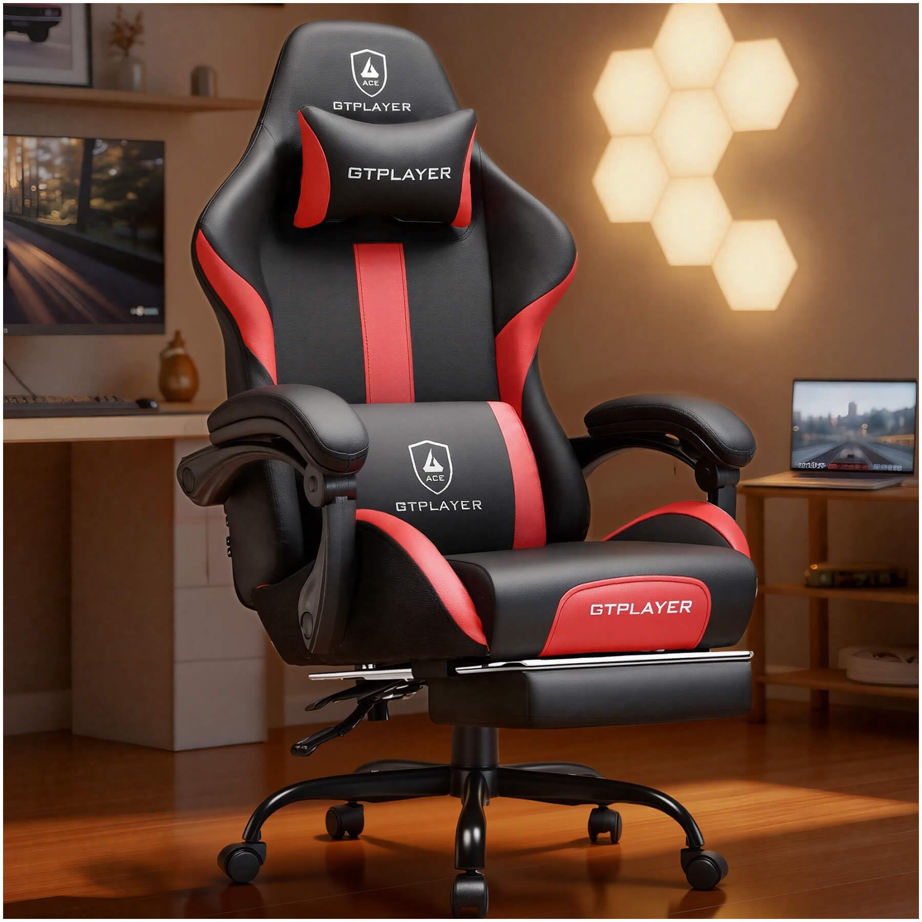 GTPLAYER Ergonomic Gaming Chair with Footrest
