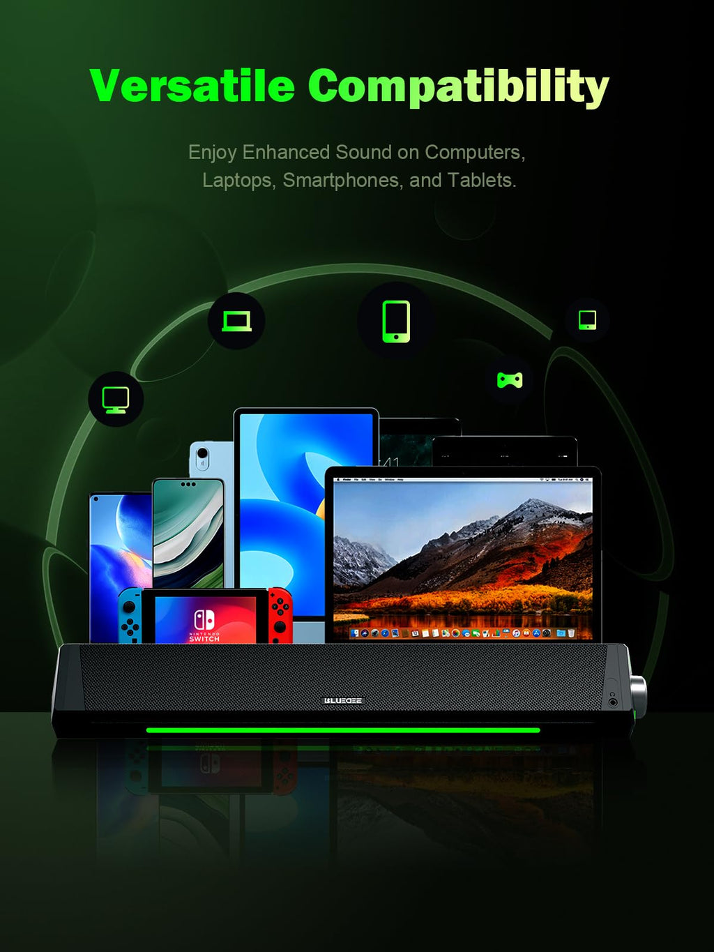 Bluedee Computer Speakers for Desktop PC, Bluetooth AUX Computer Sound Bar