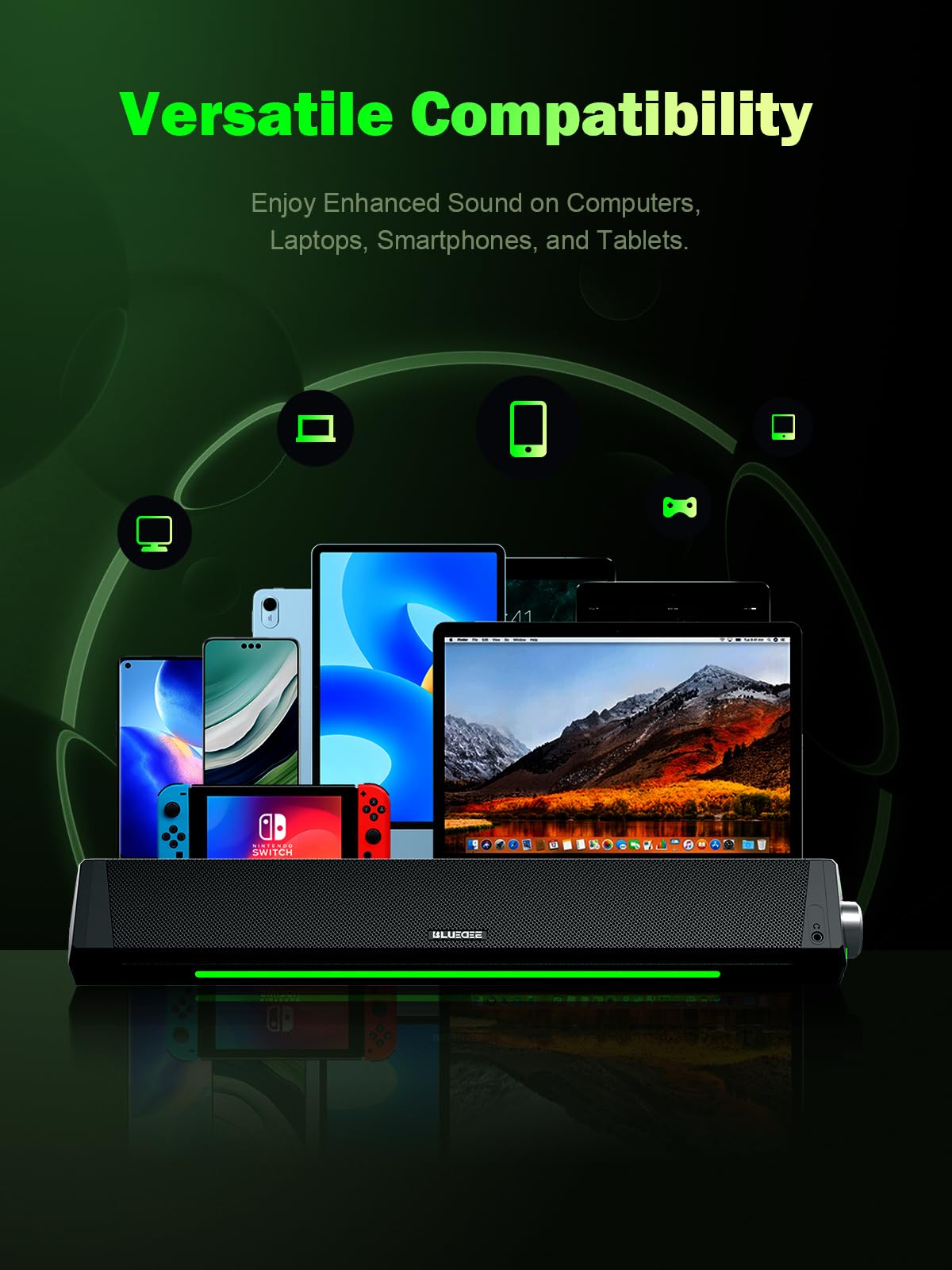 Bluedee Computer Speakers for Desktop PC, Bluetooth AUX Computer Sound Bar