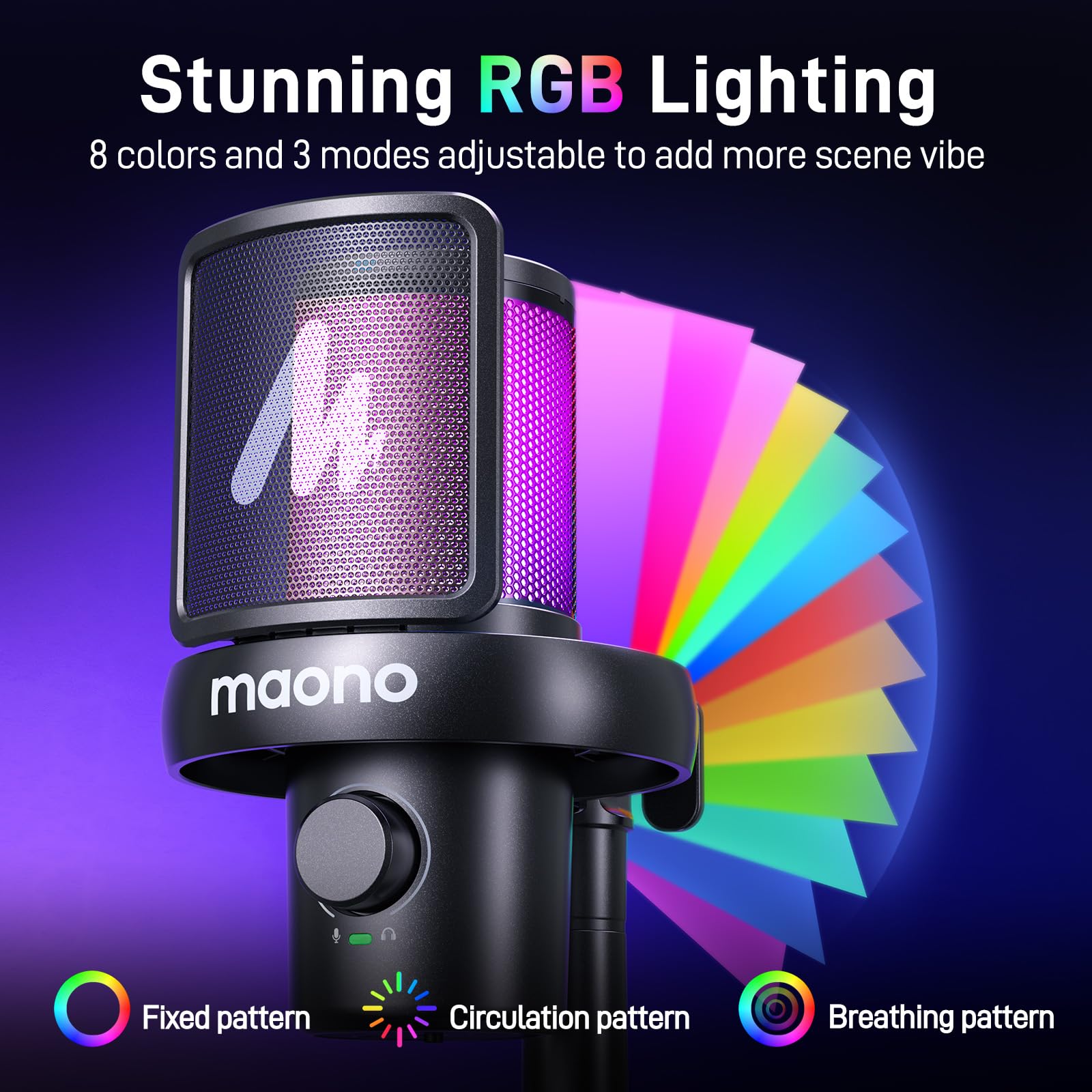 MAONO Wireless Microphone for PC,Gaming Streaming Condenser Mic with Software AI Voice Change,3-Level Noise Cancellation,Custom EQ,Gain Control USB Mic for Podcast Recording