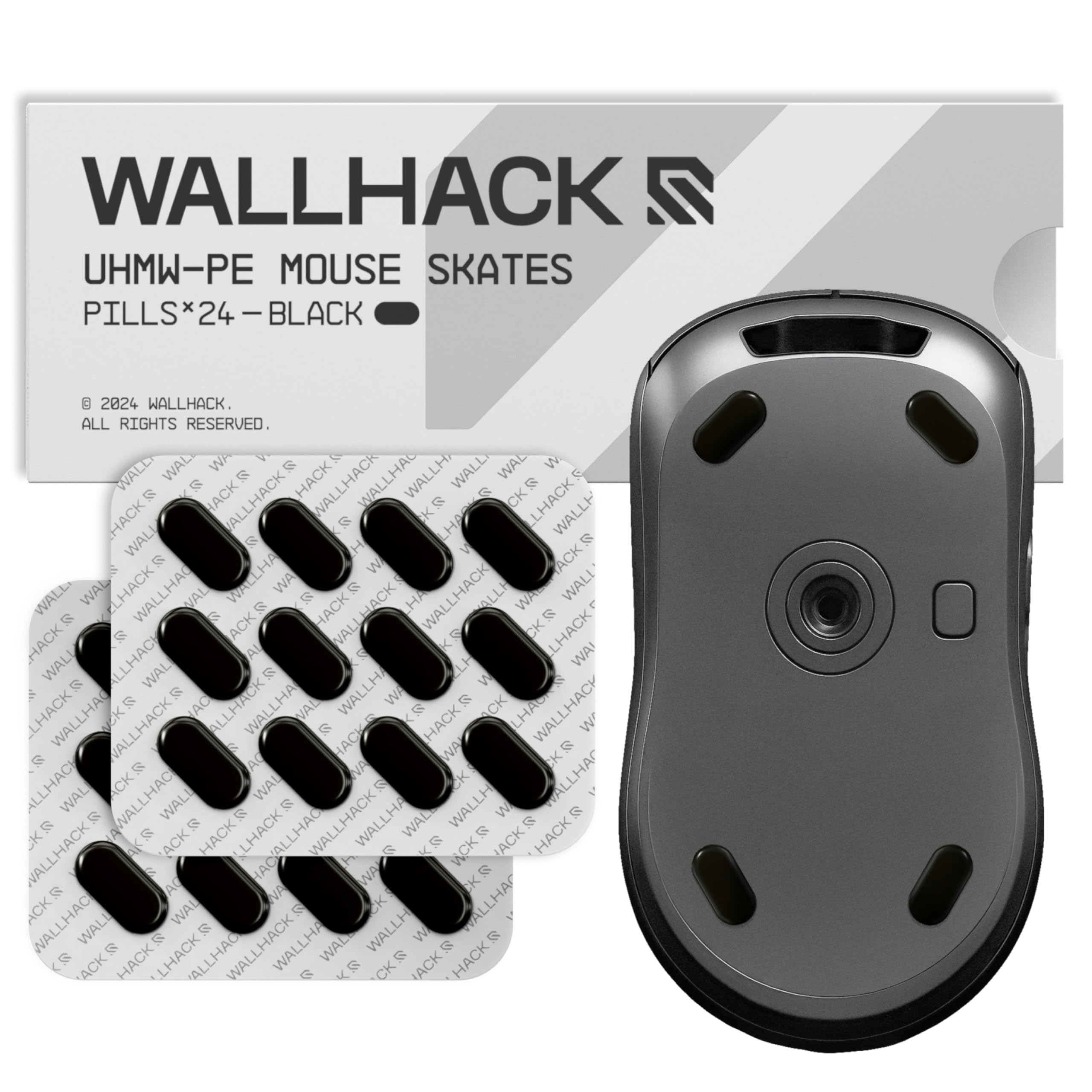 Wallhack Mouse Skates | Premium Universal Skates for Gaming Mice | Ultra-Smooth Glide on Cloth & Glass Pads | Customize Speed & Control | Fast, Easy to Apply