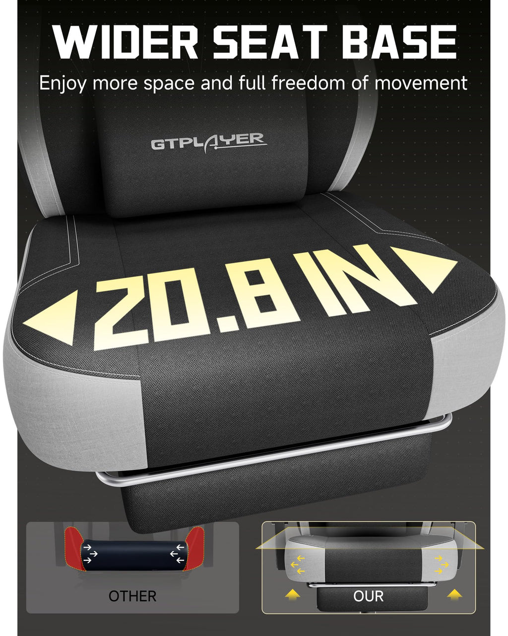 GTPLAYER Big & Tall Gaming Chair with Wide Seat & Footrest