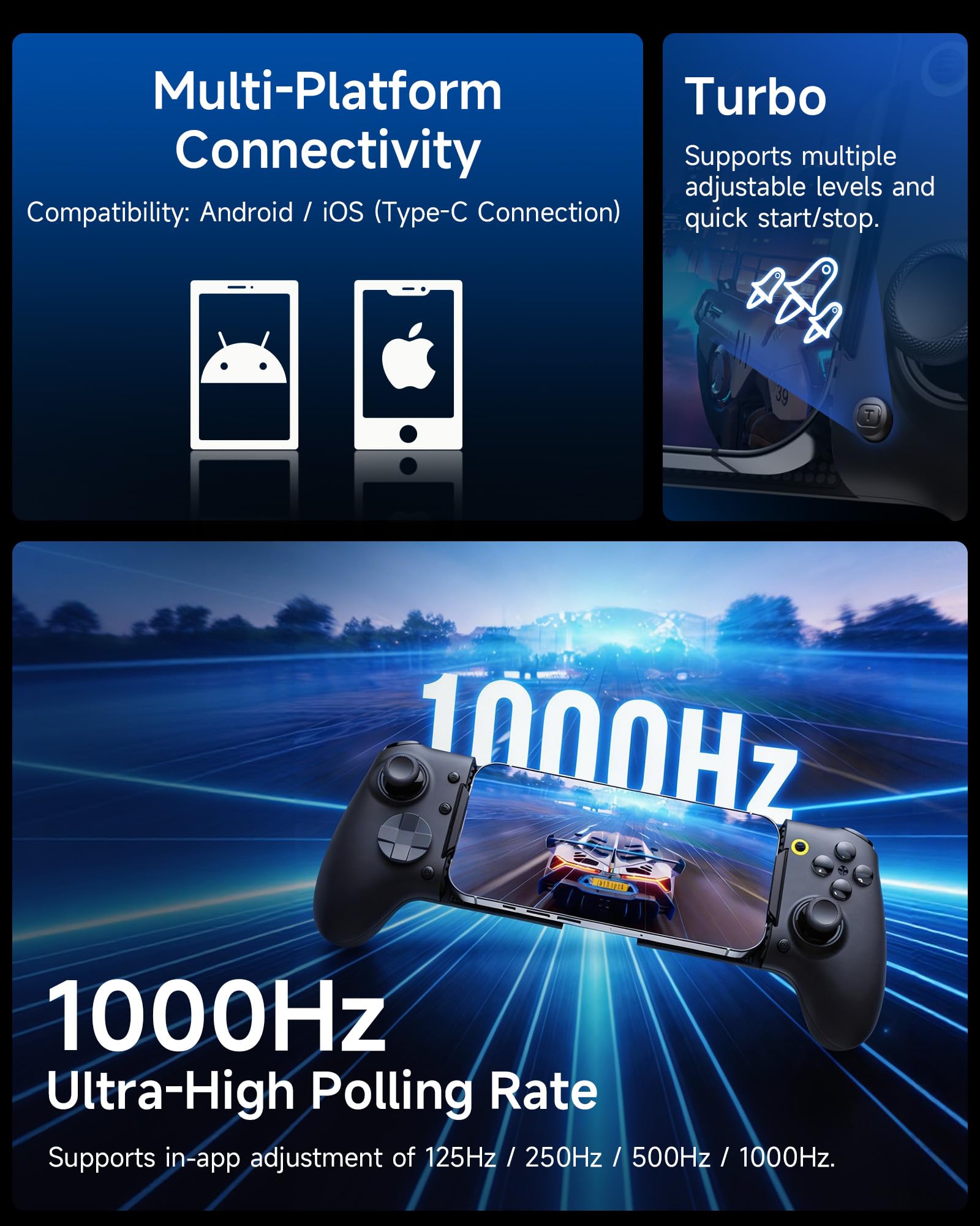 EasySMX M15 USB-C Mobile Gaming Controller with Hall Sticks