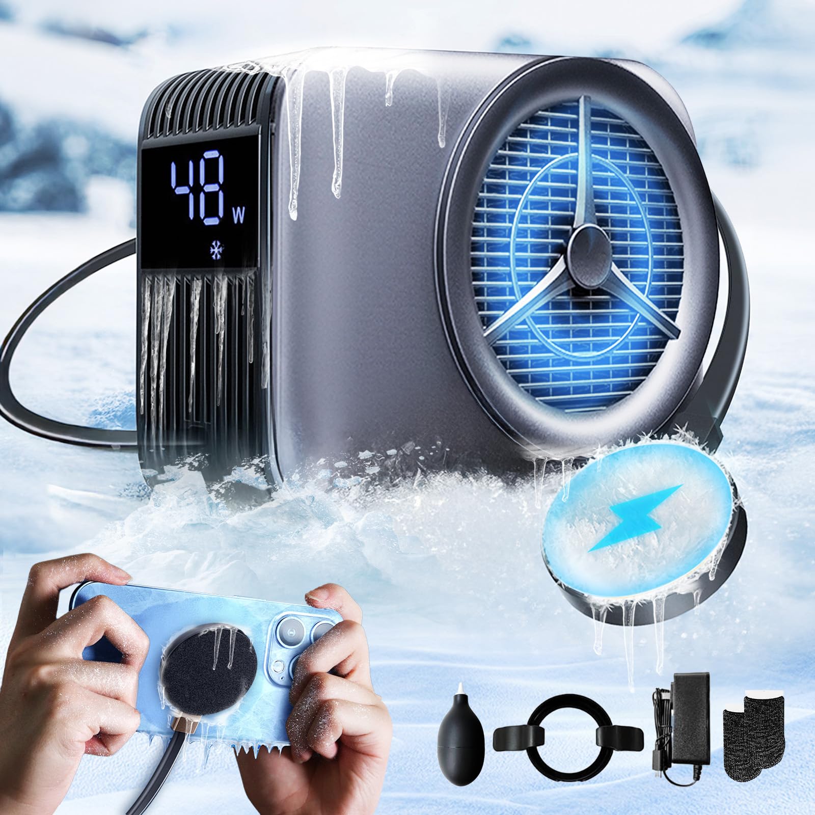 Liquid-Cooled Phone Gaming Cooler with Radiator Fan