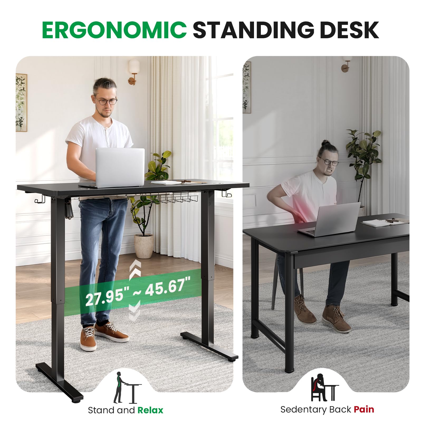 DeskShow 60-Inch Adjustable Electric Standing Desk