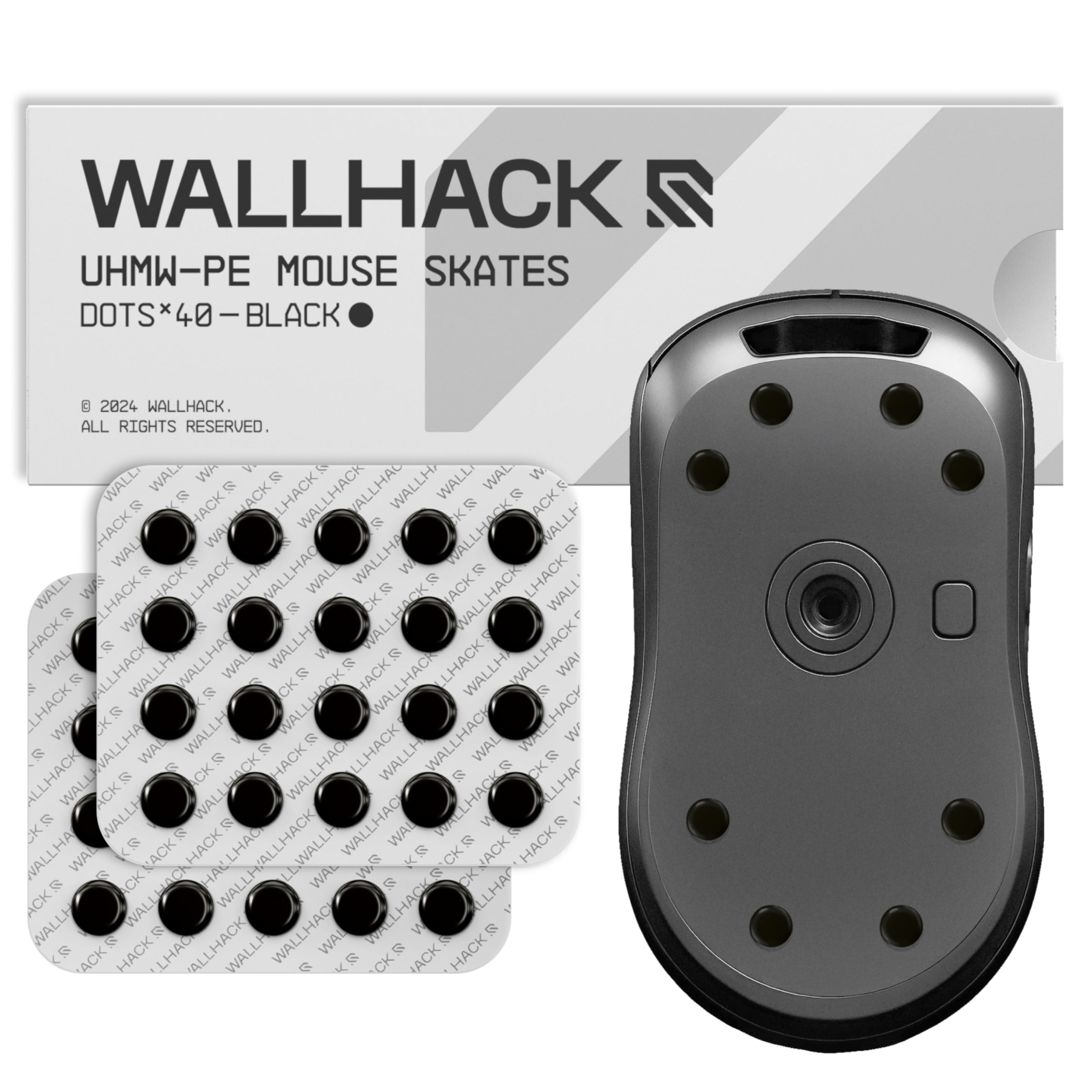 Wallhack Mouse Skates | Premium Universal Skates for Gaming Mice | Ultra-Smooth Glide on Cloth & Glass Pads | Customize Speed & Control | Fast, Easy to Apply