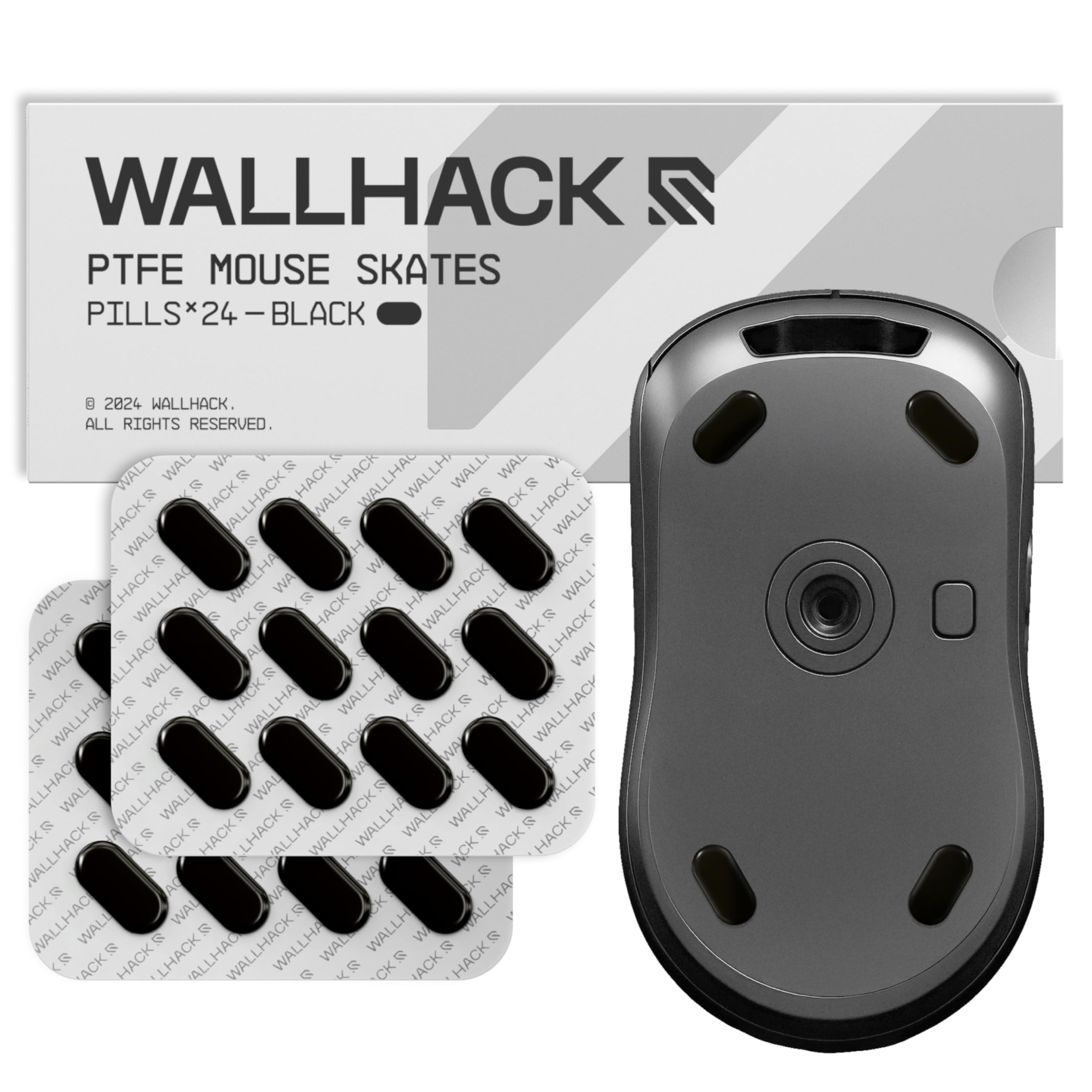 Wallhack Mouse Skates | Premium Universal Skates for Gaming Mice | Ultra-Smooth Glide on Cloth & Glass Pads | Customize Speed & Control | Fast, Easy to Apply