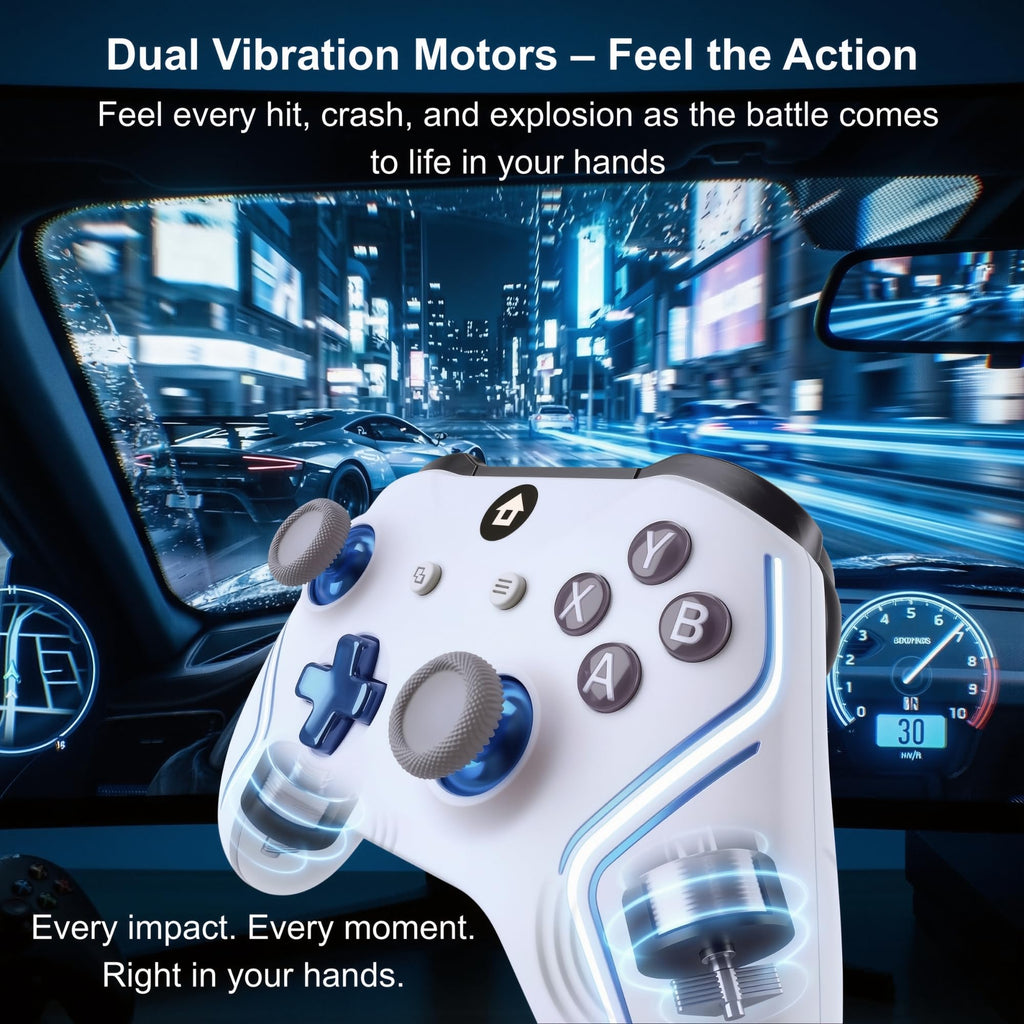 UT2 Wireless Controller Compatible with Xbox Series X S, Xbox One and Windows PC, Bluetooth Gaming Controller with 1400mAh Rechargeable Battery, LED Power Display, Dual Vibration, Precision Joysticks, 3.5mm Headset Jack, White
