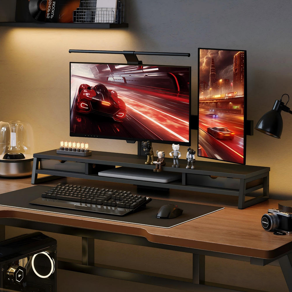 Fenge 42.5-Inch Dual Monitor Riser with Storage Drawers