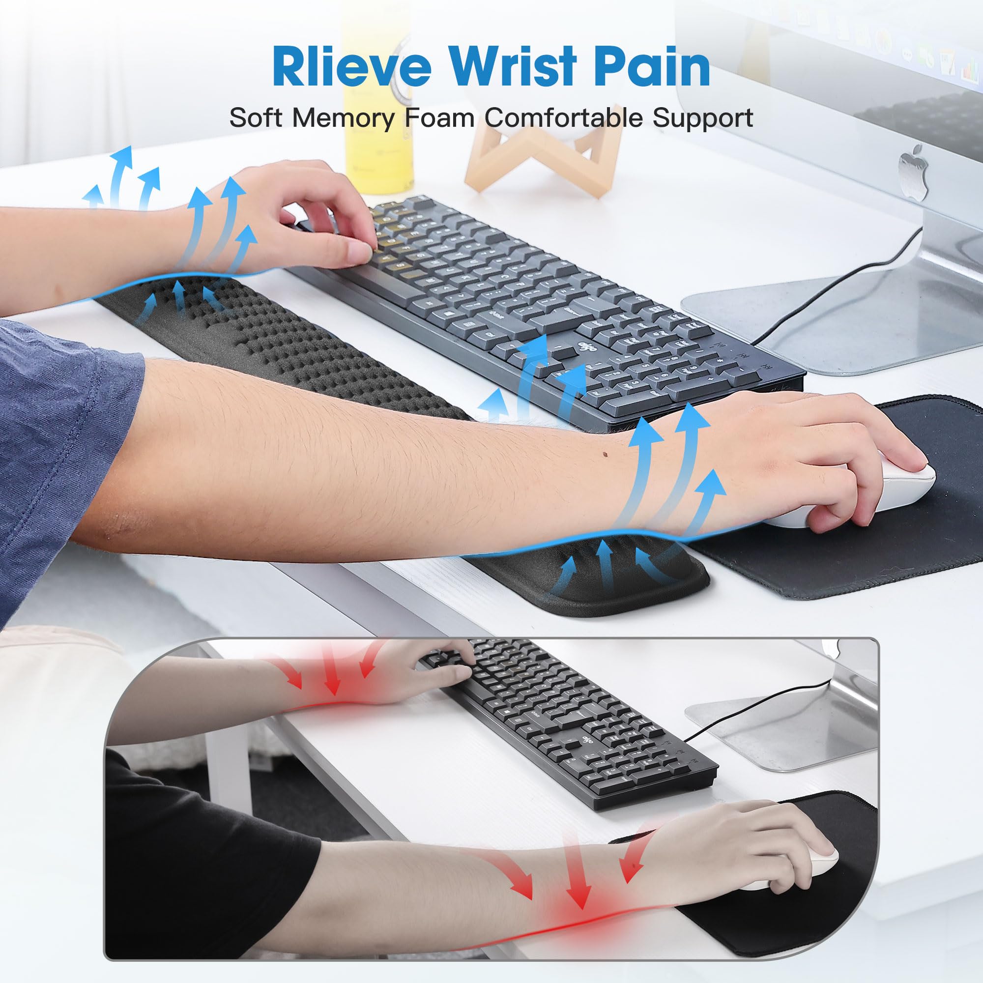 MEKASS Ergonomic Wrist Rest Set for Keyboard and Mouse