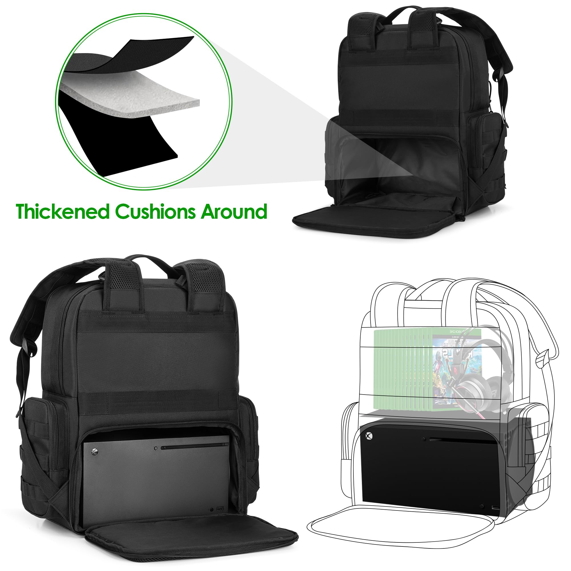 PGmoon Tactical Travel Backpack for Xbox Series X