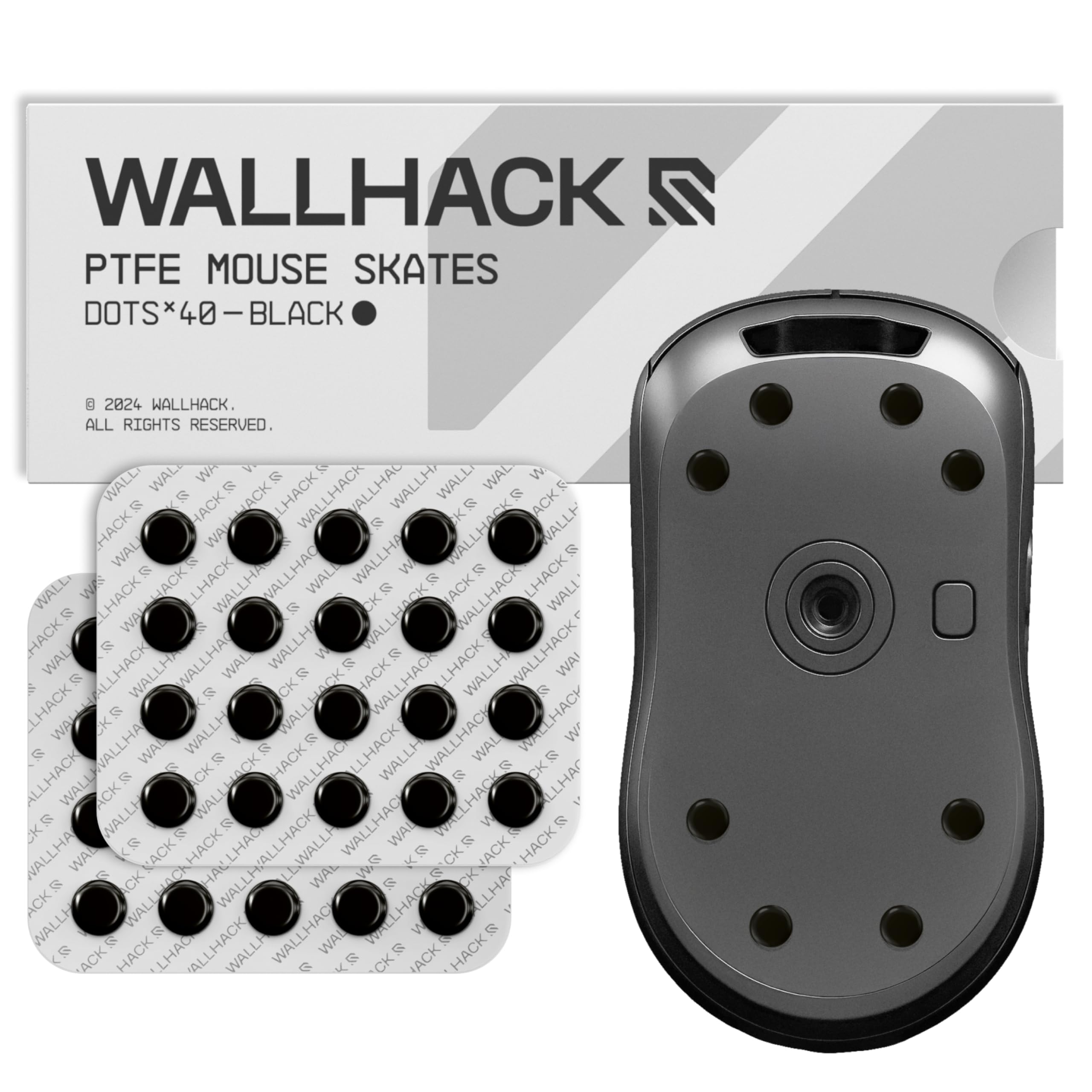 Wallhack Mouse Skates | Premium Universal Skates for Gaming Mice | Ultra-Smooth Glide on Cloth & Glass Pads | Customize Speed & Control | Fast, Easy to Apply