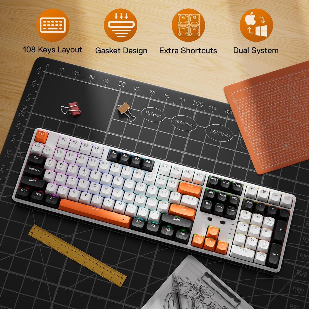 Redragon K668 RGB Gaming Keyboard, 108 Keys Wired Mechanical Keyboard