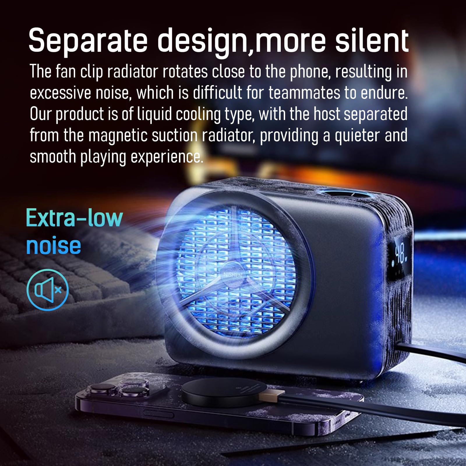 Liquid-Cooled Phone Gaming Cooler with Radiator Fan