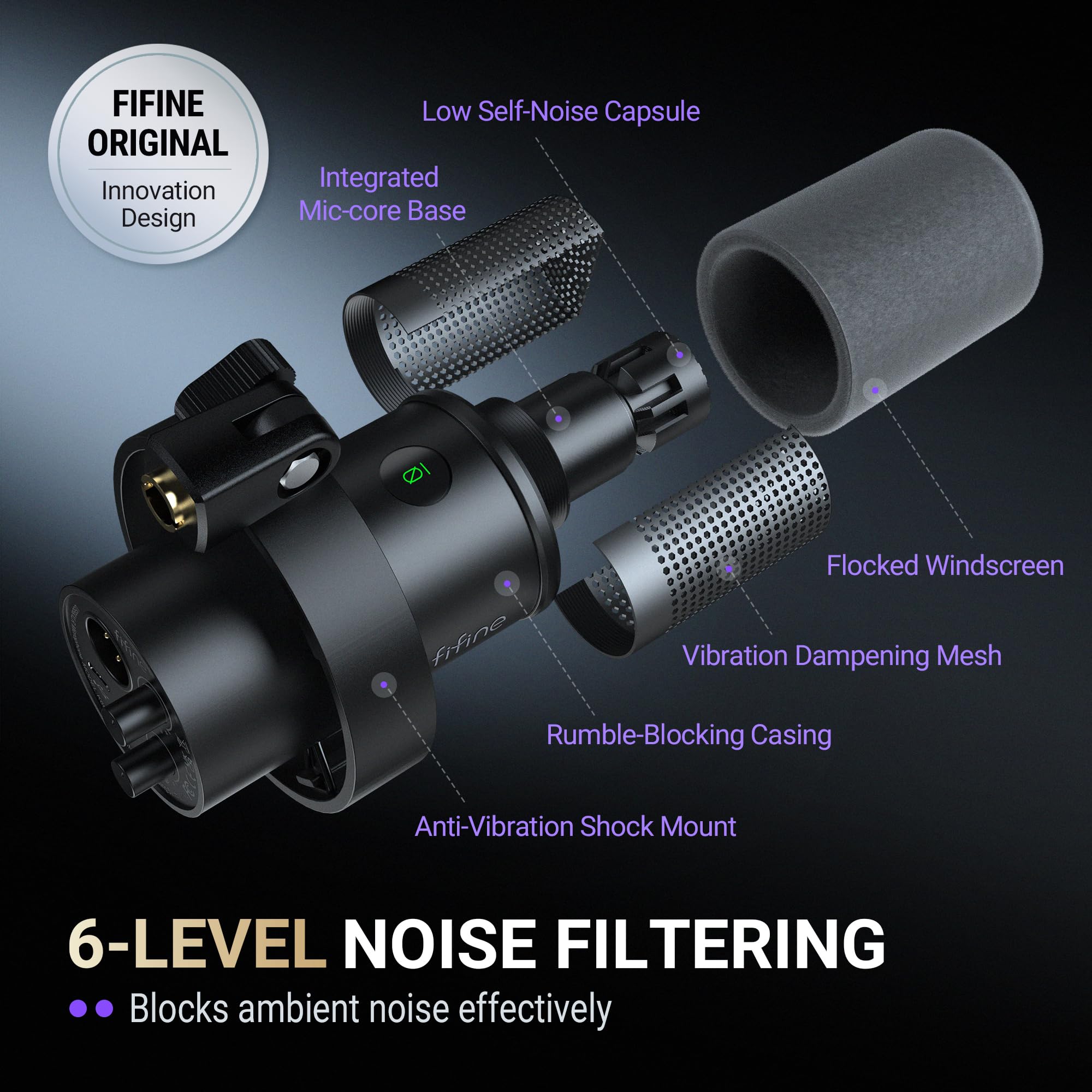 FIFINE K688 Podcast Microphone Kit, USB/XLR Dynamic Microphone with Boom Arm for PC/XLR Mixer, Gaming Mic with Mute Button, Headphone Jack for Vocal, Voice-Over, Streaming, Music Recording -K688CT