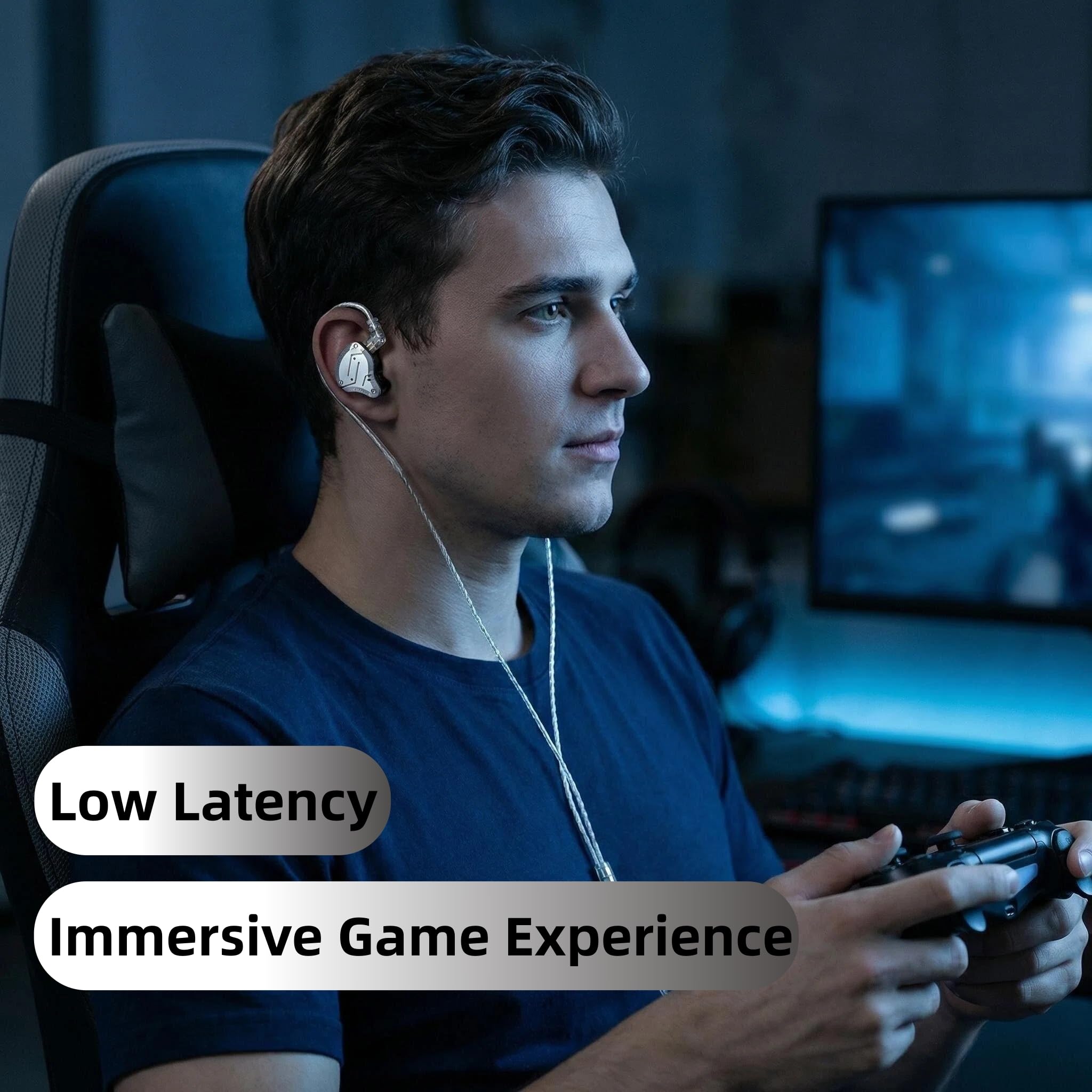 KZ ZS12 PRO 2 in Ear Monitor Headphones, 5BA+1DD 6 Hybrid Driver Gaming Earbuds Wired Earphones, HiFi Clarity Sound Immersive Bass IEMs for Gaming Musicians Singer