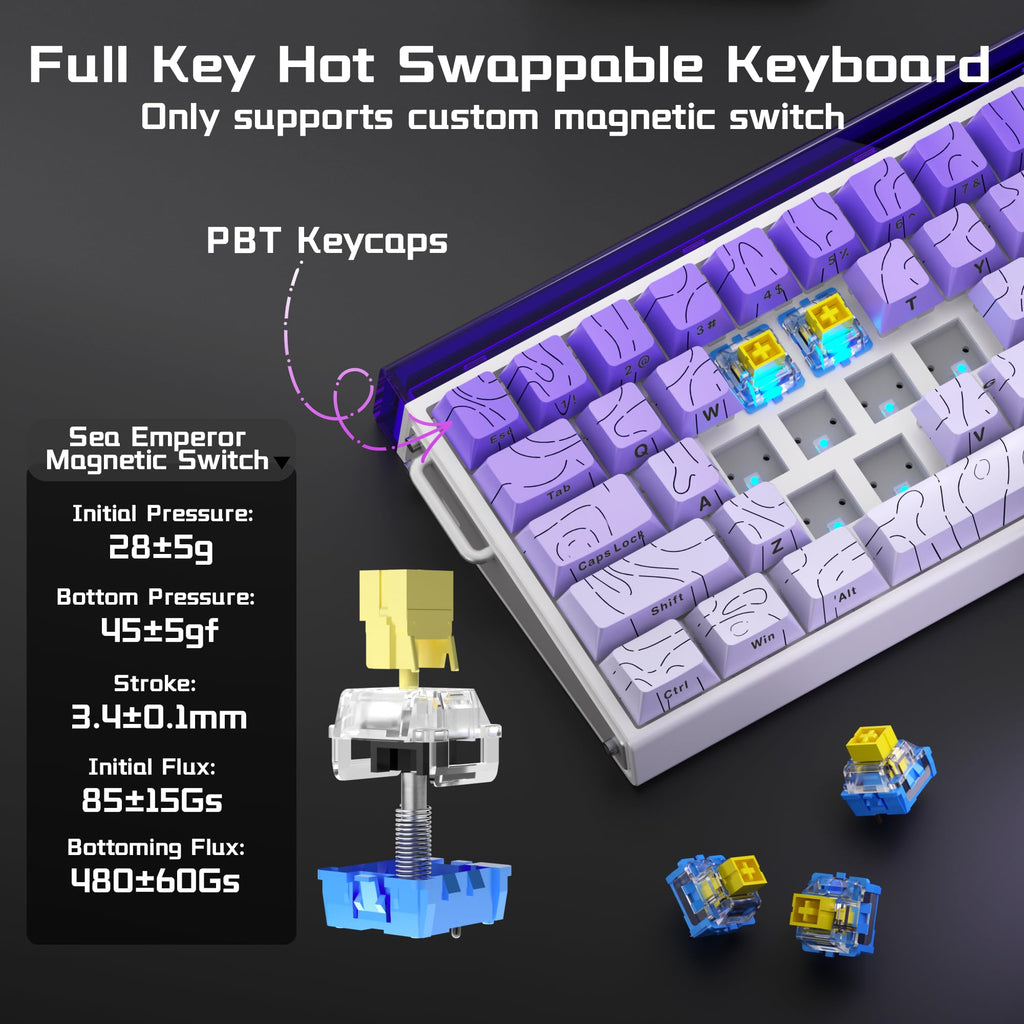 AULA HERO 68 HE Wired Gaming Keyboard, Hall Effect Keyboard with Magnetic Switch, Rapid Trigger Mode, 8KHz Polling Rate,Side Printed PBT Keycaps, RGB Lightbox&Backlit, 65% Small Keyboards for Gamer/PC